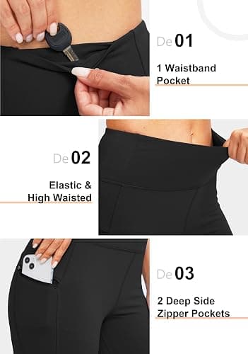 SANTINY Women's Fleece Lined Winter Leggings Water Resistant High Waisted Thermal Hiking Running Warm Pants Women Pockets thumbnail 5