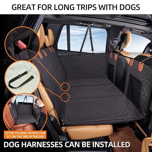 YJGF Back Seat Extender,Dog Seat Cover for Back Seat,Hard Bottom Car Seat Cover for Dogs,Dog Hammock for Car,Back Seat Pet Cover for Dogs(Black) thumbnail 3