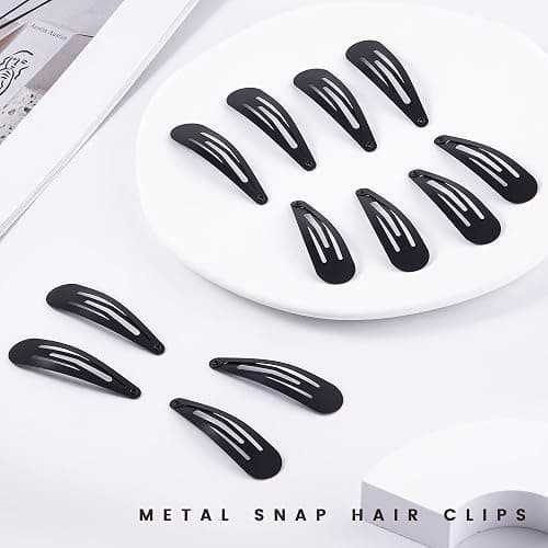 Cptots 48 PCS Small Metal Barrettes For Women Non Slip Water Drop Snap Clips For Thick Thin Fine Hair Classic Accessories,Black,1.97 x 0.5 In thumbnail 3