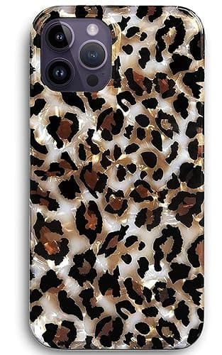 J.west Compatible with iPhone 14 Pro Max Case - Luxury Sparkle Clear Leopard Print Soft Silicone Cover for Girls & Women (6.7" Cheetah) - Image 1