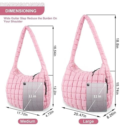 Quilted Puffer Tote Bag Purse Puffy Crossbody Shoulder Bag,Lightweight Nylon Hobo Bag Puffer Carryall Bag for Women Girl thumbnail 3