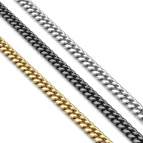 Jstyle Cuban Link Chain for Men Women 316L Stainless Steel Chain Necklace 3.5mm Non Tarnish Necklaces Black Silver Gold Tone Chains 16/18/20/22/24/26/28/30 Inch - Image 1