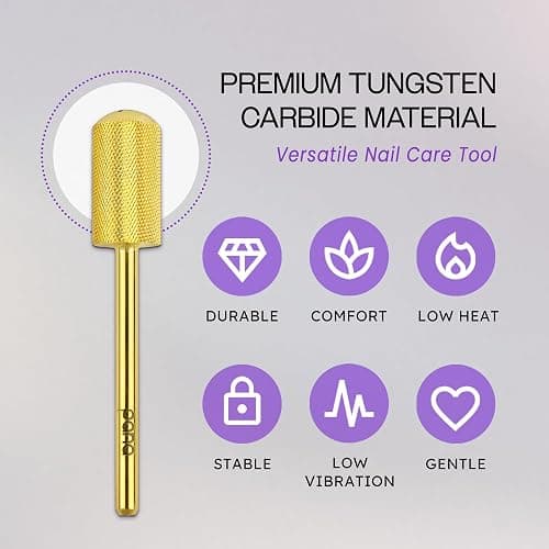 PANA 3/32" Large Smooth Round Top Safety Carbide Nail Drill Bit for Gel Polish & Acrylic Removal Nail Salon Manicure Pedicure Electric File Tools (Large Barrel - Gold, Extra Fine) - Extra Fine - Large Barrel - Gold thumbnail 4