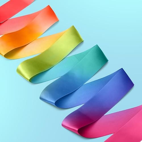 Yeavinfser Tanzband Set, 2 Stück Bunte Gymnastikbänder mit Stab, Regenbogen Farbband für Tanz, Gymnastik & Spiel, Ideal für Mädchen, Kindergeburtstage, Weihnachten, Ostern, Perfekt für Schule Zuhause thumbnail 3