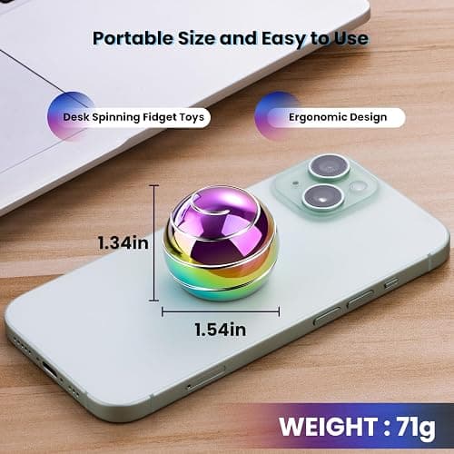 Fidget Spinner Desktop Toys - Kinetic Spinning Ball for Anxiety & ADHD Relief, Optical Illusion Fidget Toys for Adults, Kids, Parents & Friends, Ideal Gift Metal Fidgets for Office & Home thumbnail 2