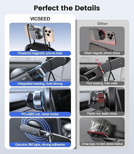 VICSEED Tesla Phone Mount【Strongest Magnet Power】 Foldable Hidden Tesla Phone Holder Fit for All Phones, Tesla Model 3/Y/Cybertruck Accessories, Tesla Model 3 Model Y for MagSafe Car Mount - Blue thumbnail 6