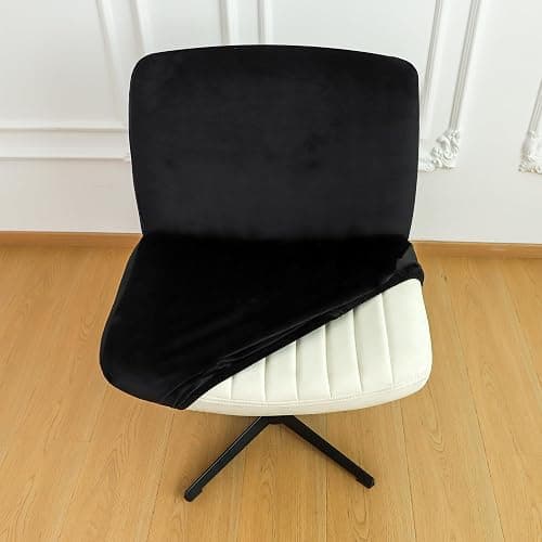 EVOLLER Black Criss Cross Office Desk Chair Cover Velvet Stretch Wide Armless Vanity Make-up Chair Slipcover 1 Piece Washable thumbnail 5