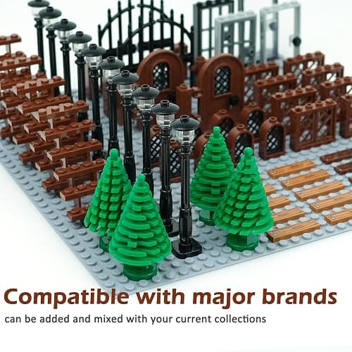 BroTex Doors Windows Accessories Bricks Pieces, City House Parts Garden Classic Road Lamp Light Ladder Gate Castle, Creative DIY Construction thumbnail 6