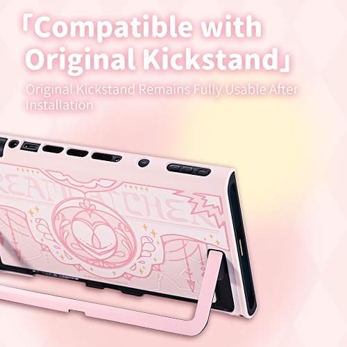 Geekshare Protective Case Set Compatible with switch 2, PC Back Plate with Silicone Joysticks Covers, Includes 2 Thumb Grips, Waterproof Protection - Star Wing Series (Pink) thumbnail 4