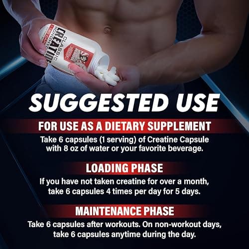 Old School Labs 5000mg Creatine Monohydrate Capsules With BioFit™ (Max Strength) Supports Muscle Growth & Recovery, Performance, Cognitive Health - Creatine Pills for Men & Women, Made in USA 180 Caps thumbnail 7