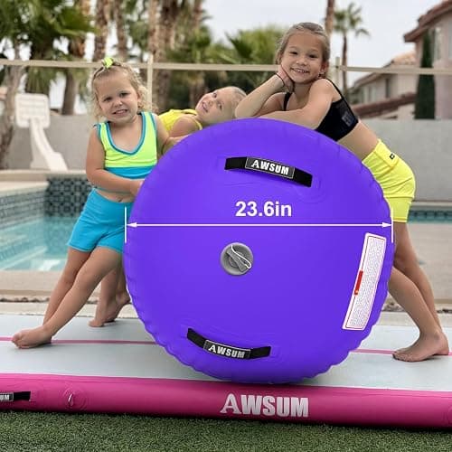 AWSUM 1 PCS Gymnastics Barrel Air Roller Inflatable Tumbling Mat Back Handspring Trainer for Octagon Mat Gym Gymnastics Equipment，No Electric Pump thumbnail 4
