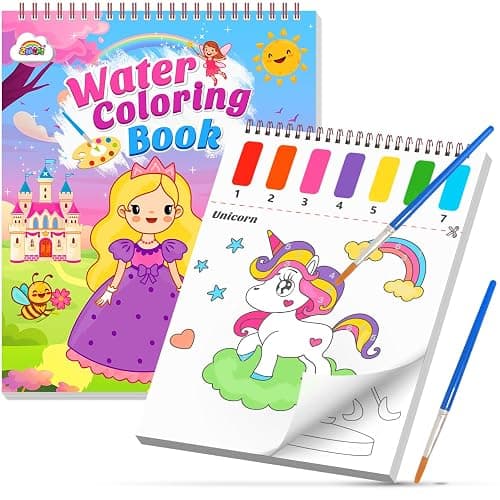 ZMLM Paint with Water Coloring Books for Toddlers, Mess Free Watercolor Painting Sets Activity for Kids Arts Crafts Gift Toy for Boy Girl Ages 4 5 6 7 8 Christmas Stocking Stuffers Birthday (Princess) - Image 1