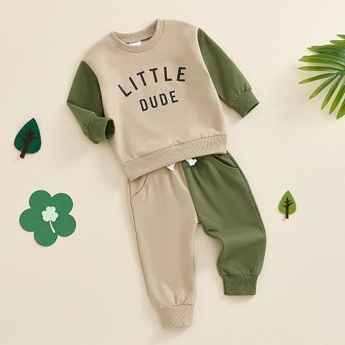 Toddler Baby Boy Fall Winter Clothes Mamas Little Boy Outfit Letter Long Sleeve Sweatshirts and Jogger Pants Set thumbnail 2