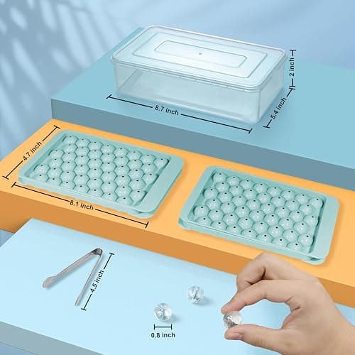 WIBIMEN Ice Cube Tray with Lid and Bin - Round Ice Trays for Freezer with Lid - Ice Cube Trays for Freezer with Ice Container (0.8"-2PACK Blue) thumbnail 6