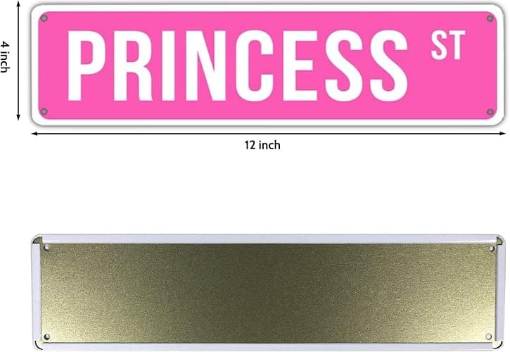 Princess Street Sign Pink Princess Room Decor Pink Princess St Tin Sign Y2k Wall Decor For Girl Bedroom Vintage Girly Wall Art Poster Metal Sign Girls Cave 4x16 Inch thumbnail 2