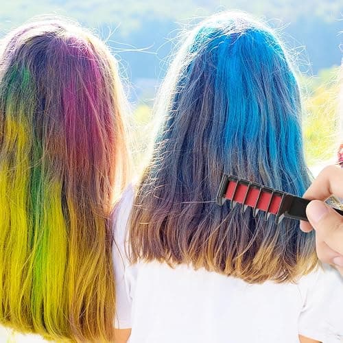12 Colors Festive Fun Hair Chalk Combs, 2026 New Temporary Glitter Hair Colors Hair Chalk Combs, Washable DIY Hair Color Dye for Birthday Christmas Party Gifts for Teenage Girls Kids (6 Colors) thumbnail 4