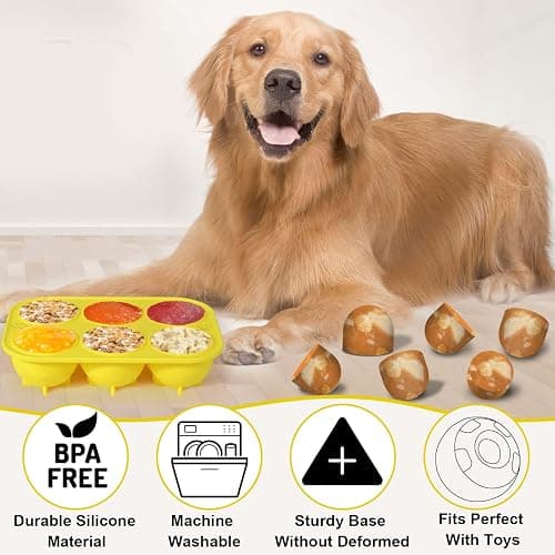 BABORUI 6 Cavities Silicone Dog Treat Molds for Woof Pupsicle & Power Chewer Pupsicle Large 25-75lbs, Reusable Frozen Dog Treat Molds for Making Puppy Favorite Freeze Refill Ice Popsicle Treats (L) thumbnail 5