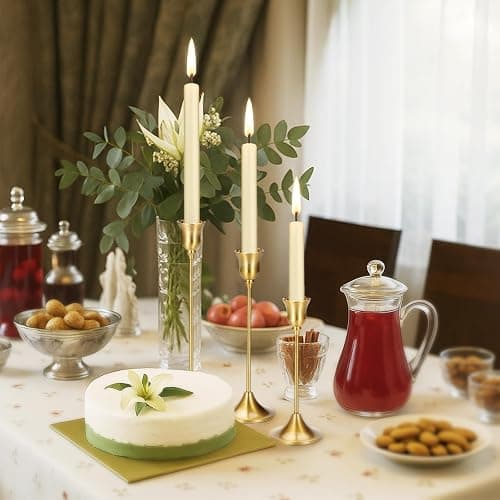 Tifanso Taper Candle Stick Holder - 3PCS Brass Gold Pillar Tall Candlestick Holders Metal Vintage Decor Dinner Table Dining Room Centerpieces Decorations for Wedding Fireplace Mantel Housewarming Gift thumbnail 2