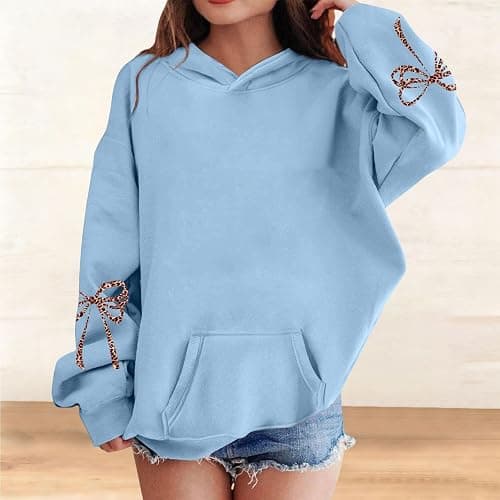 Hoodies for Teen Girls Cute Bow Hoodies Sweatshirts Oversized Sweatshirt thumbnail 3