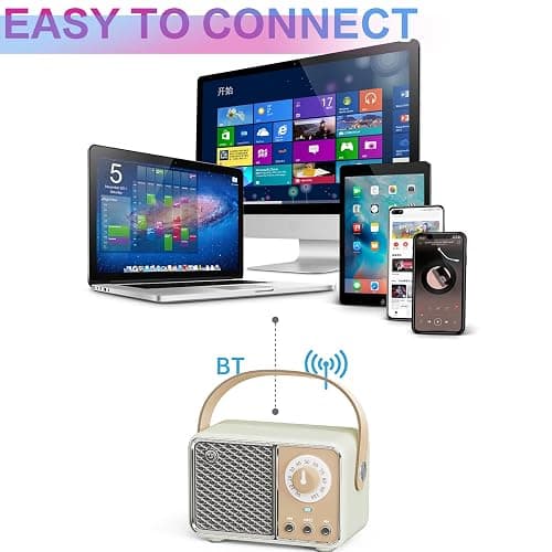 Dosmix Retro Bluetooth Speaker, Vintage Decor, Wireless Bluetooth Speakers, Cute Old Fashion Style for Kitchen Desk Bedroom Office Party Outdoor Kawaii Accessories (Smoke Green) thumbnail 6