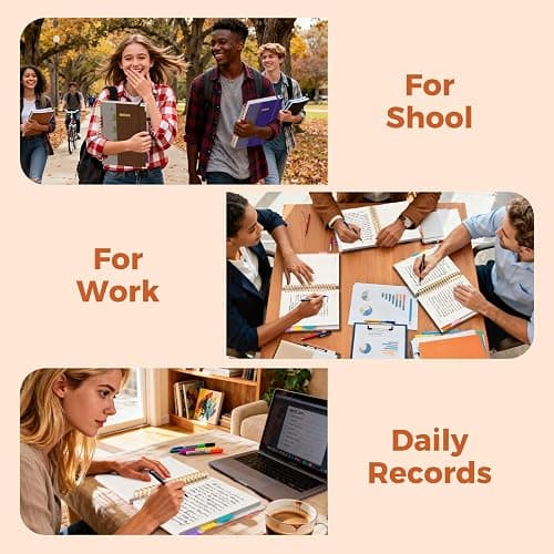 XYark Line Hardcover Spiral Notebook with Removable Dividers Tabs & Ruler, 5 Subject Notebook College Ruled, 300 Page, Large 8"x10" B5 Notebooks for Work School, Lined Journal for Women & Men, Brown thumbnail 9