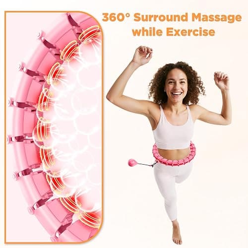 RJOP Weighted Hoop Fitness Circle – 32 Detachable Segments, 65-Inch Plus Size, Efficient Home Fitness and Weight Loss for Adults & Women thumbnail 2