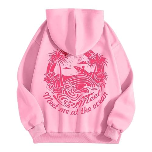 Pink Puff Graphic Hoodies for Teen Girls Kids Womens Cute Letter Print Casual Preppy Sweatshirts Oversized Long Sleeve Y2K Streetwear Tops Pullover thumbnail 4