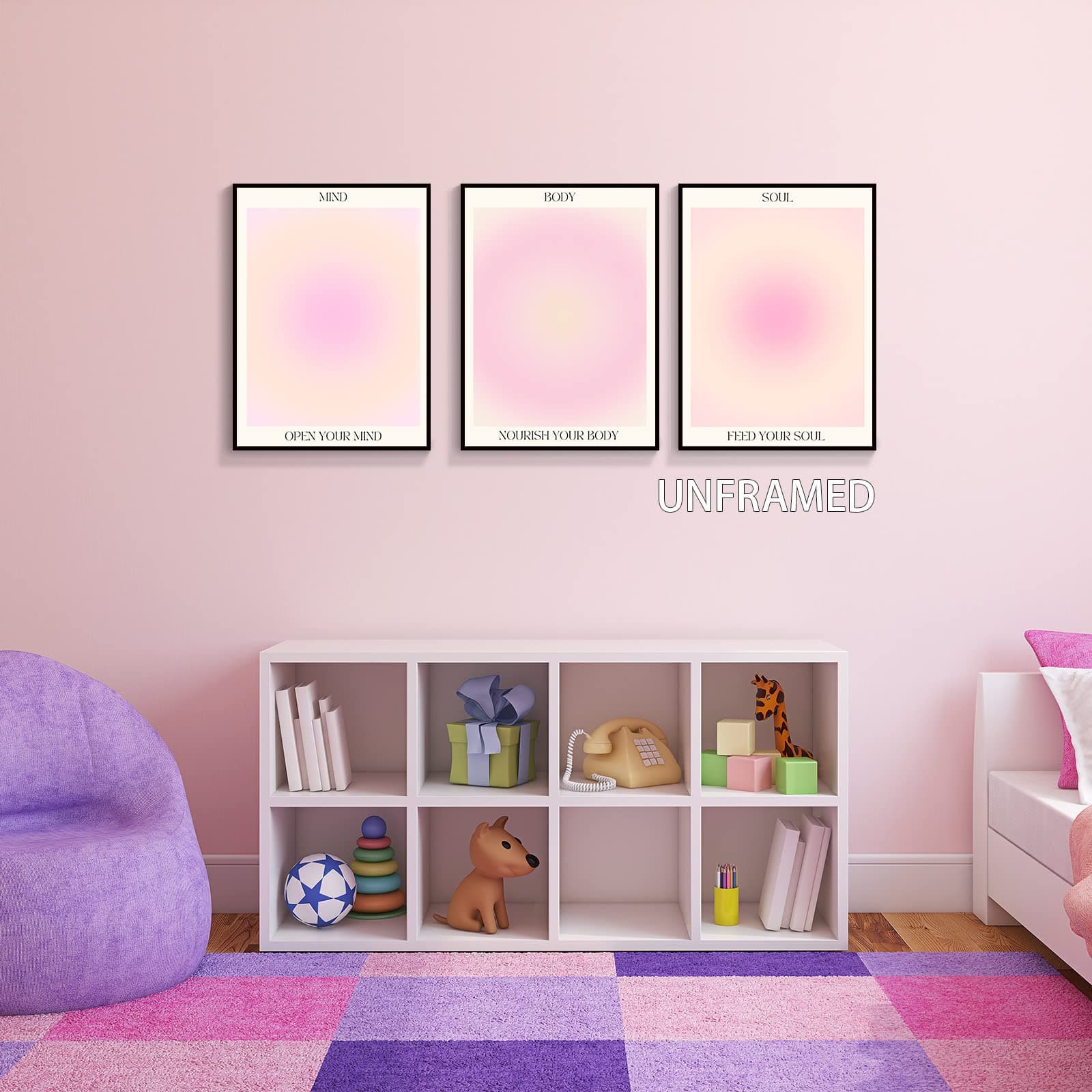 Adyggefy 3 Piece Pink Gradient Aura Spiritual Canvas Wall Art Trippy Positive Affirmations Room Aesthetic Posters Minimalist Open Mind Body Soul Energy Quotes Prints Paintings 12x16in Unframed - 3P 12 x 16 in Unframed - Pink 3 thumbnail 7