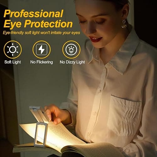 ZKLiLi Book Light Clip on Reading Light for Bed, USB Rechargeable Book lamp, Book Gifts for Women Men, Portable 3 Color Dimmable LED Small Book Accessories for Reading Lovers (Book Light) thumbnail 4