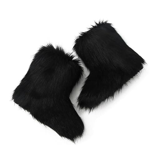 Wnshonzy Fur Boots for Women Snow Furry Fluffy Platform Flat Ankle Mini Boot Winter Round Toe Y2k Comfortable Mid-Calf Short Outdoor 2025 thumbnail 7