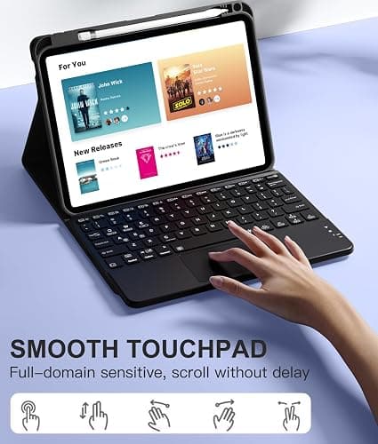 Harvopu Compatible for iPad 11th 10th Generation Case with Keyboard, Folio Cover with Pencil Holder, Multi-Touch Trackpad, 7 Color Backlit, Detachable Keyboard for iPad (A16) 11th/10th Gen (Black) thumbnail 3