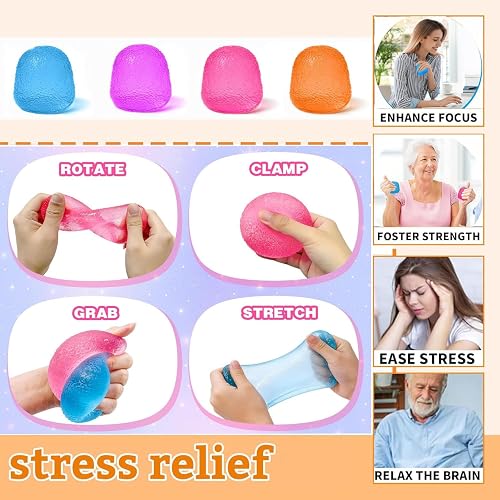 Gumdrop Squishy- Stress Balls for Kids and Adults, Super Solid Squeeze Ball, Sensory for Stress Relief, Focus, and Fun, Stretchy Squeeze Stress Relief Balls for Anxiety (Blue+Pink) thumbnail 4