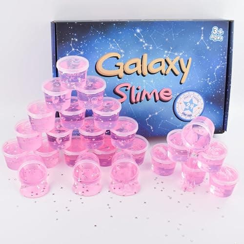 24 Pack Pink Galaxy Slime Party Favors for Girls & Boys, Galaxy Star Slime Cup Bulk, Soft, Wet, Non Sticky, Birthday Gifts, Classroom Rewards for Kids, Goodie Bag Stuffers thumbnail 2