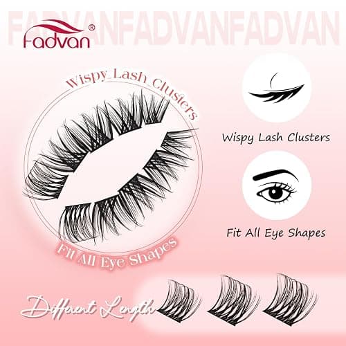 Individual Eyelashes Lash Clusters Kit D Curl Eyelashes Individual Kit Natural Lash Extension Kit with Russian Cluster Lashes Glue Bond and Seal and Lash Tweezers Mix 10-16mm（C3+C9） thumbnail 2