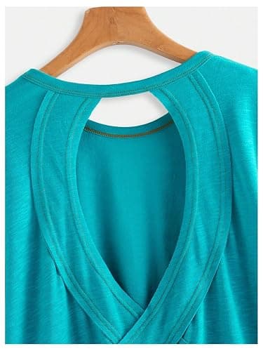 SOLY HUX Women Open Back Tops Workout Backless Tee Casual Athletic Shirts Short Sleeve Oversized Gym T Shirt thumbnail 4