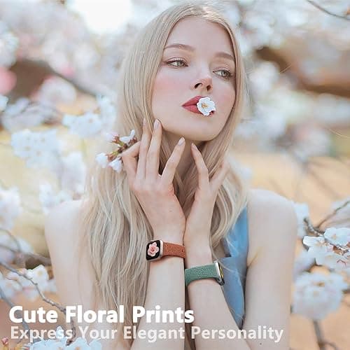SNBLK 6 Pack Floral Engraved Bands Compatible with Apple Watch Bands 40mm 41mm 42mm 38mm 44mm 45mm 46mm 49mm Women Men, Silicone Flower Pattern Strap for iWatch Series 11 10 Se Ultra 9 8 7 6 5 4 3 2 1 thumbnail 2