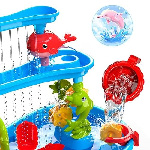 VATOS 3 Tier Sand Water Table, Kids Splash Sand Table Water Toys for Aged 3 4 5 6 7 8 9, Activity Sensory Table Summer Beach Outside Toys for Toddlers Kids thumbnail 4