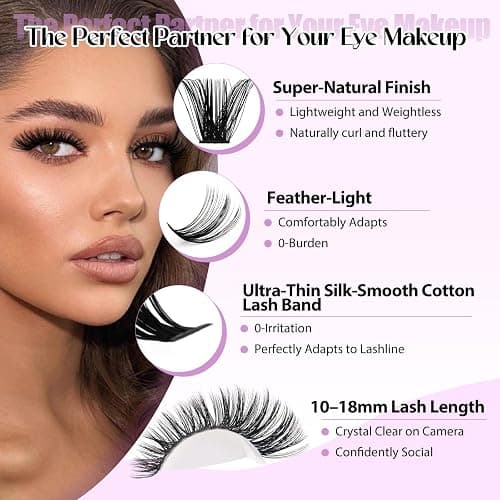 WENDY LASHES Clusters Kit 40D+60D+60D+80D+80D+100D 1680pcs Wispy Eyelash Clusters 10-18mm Natural DIY Lash Extension Kit D Curl for Beginners thumbnail 3
