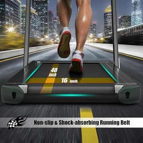Goplus 2 in 1 Folding Treadmill with Dual Display, 2.25HP Superfit Under Desk Electric Pad Treadmill, Installation-Free, Blue Tooth Speaker, APP Control, Remote Control, Walking Jogging for Home thumbnail 6