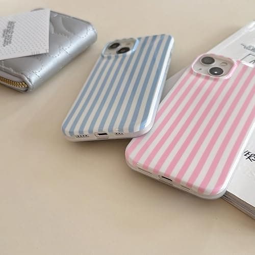 Luukalubo Blue Striped Phone Case for iPhone 16 6.1in,Cute Trendy Aesthetic Minimalist Vertical Lines Pattern Chic Elegant Classic Girly Slim Protective Cover,Blue and White thumbnail 8
