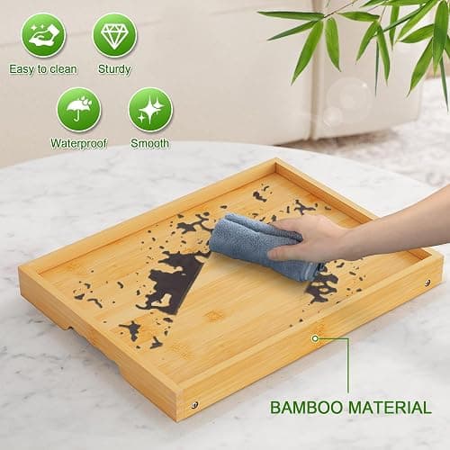 Youpehom Bamboo Bed Tray Table with Folding Legs, Medium, Bamboo | Bamboo bed tray with folding legs, handles and raised edges for meals, laptops, reading and serving in bed or on a sofa. thumbnail 6
