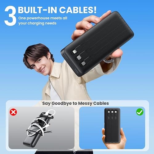 Portable Charger 50,800mAh Power Bank, 25W PD QC 4.0 Fast Charging Portable Phone Charger with Built-in Cables,Travel Camping Essential USB C Battery Pack for iPhone 16/15/14/13/12,Android Galaxy etc thumbnail 7