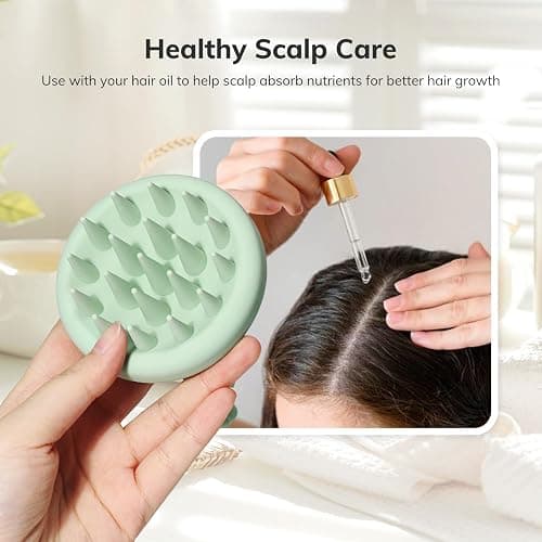 Sndyi Silicone Scalp Massager Shampoo Brush, Hair Scrubber with Soft Silicone Bristles, Scalp Scrubber/Exfoliator for Dandruff Removal, Wet Dry Scalp Brush for Hair Growth & Scalp Care, Mint Green thumbnail 4