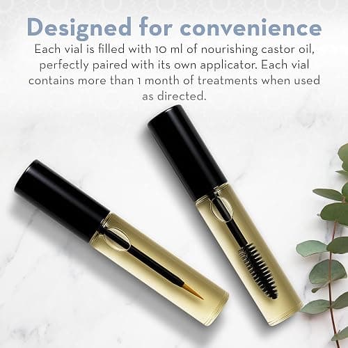 Pure Body Naturals Castor Oil for Eyelashes and Eyebrows - Nourishing Brow & Lash Growth Serum - Castor Oil Organic, Cold Pressed, Hexane Free - 2 Pre-Filled Applicators (10 ml each) thumbnail 3
