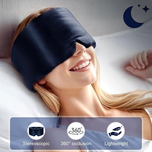 Quelcc Masques de Sommeil pour Hommes et Femmes, Masque Nuit Soie avec Bandeau Réglable, Cache Yeux pour Dormir pour Sommeil, Yoga, Sieste et Voyage(Marine) thumbnail 3