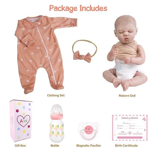 Aori Weighted Reborn Baby Doll - 20 Inch Realistic Lifelike Newborn Girl with Clothing, Soft Body Doll for Girls Age 3+, Best Gift for Christmas/Birthday/Baby Shower thumbnail 7