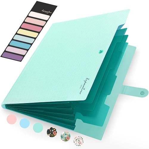 Sooez School Supplies File Folder, Letter Size Accordion File Organizer, Expanding File Folder for Document, Portable Paper Organizer for Office-Green - Image 1
