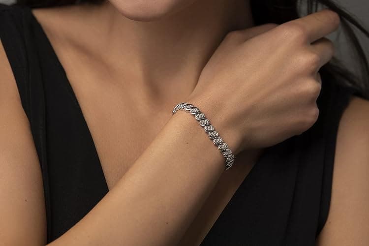 NATALIA DRAKE 1/4 Cttw Wave Link Diamond Tennis Bracelet for Women in 925 Sterling Silver Color I-J/Clarity I2-I3 thumbnail 4