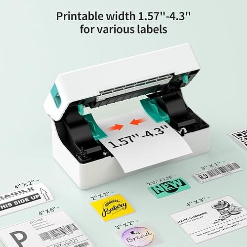 Rongta Thermal Shipping Label Printer, Bluetooth Wireless 4x6 Sticker Label Maker for Package, Compatible with Windows, Mac, Android & iPhone, Used for Small Business thumbnail 3