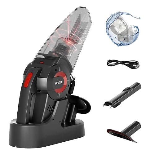 whall Handheld Cordless Car Vacuums, Wet and Dry Use 9000Pa Strong Suction Vacuums, Rechargeable Portable Vacuum Cleaner with LED, Charging Dock, Lightweight Mini Vacuum for Car, Home and Office, Red - Image 1